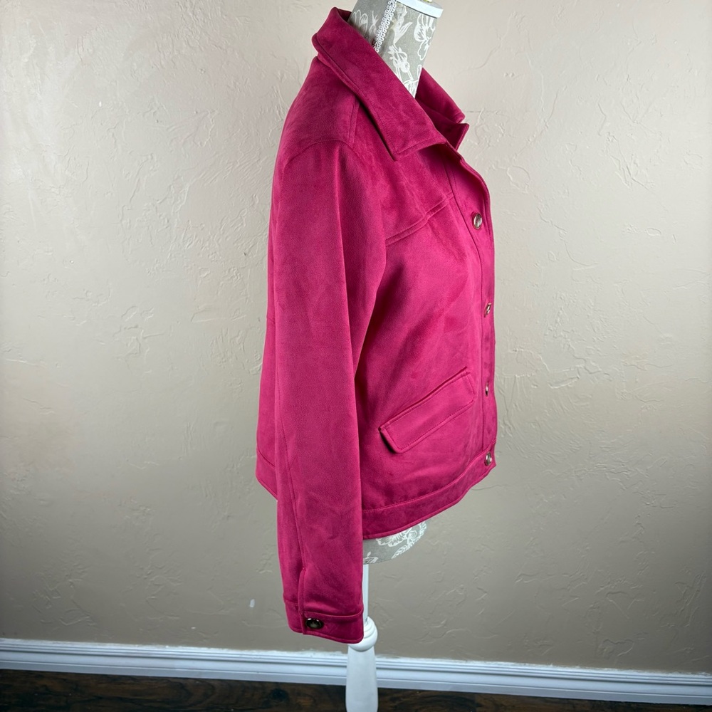 Chicos Pink Faux Suede Jacket Women’s size 1 Medium - Picture 9 of 12